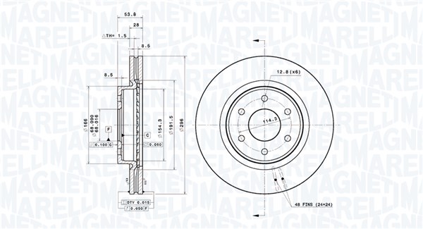 MAGNETI MARELLI Bremseskive 360406182501 perforeret 296mm 28mm for RENAULT