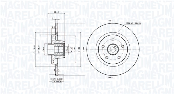 MAGNETI MARELLI Bremseskive 360406184700 274mm 11mm for NISSAN RENAULT