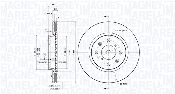 MAGNETI MARELLI Bremseskive 360406185701 ventileret 256mm 22mm for SUZUKI