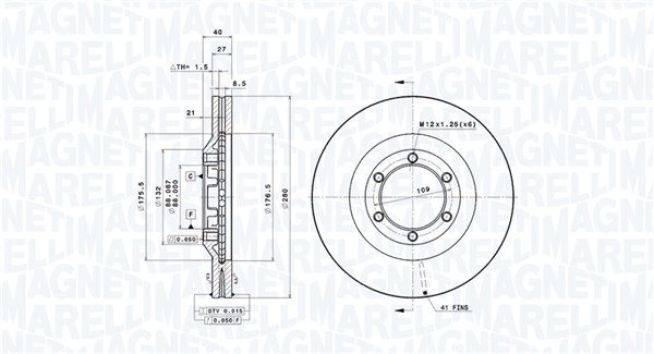 MAGNETI MARELLI Bremseskive 360406186600 280mm 27mm for ISUZU