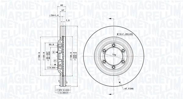 MAGNETI MARELLI Bremseskive 360406187200 300mm 27mm for CHEVROLET ISUZU