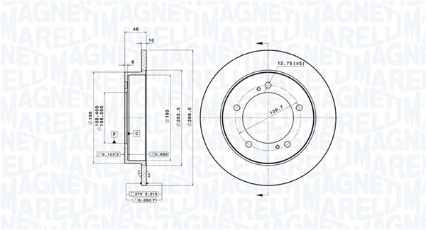 MAGNETI MARELLI Bremseskive 360406187700 290mm 10mm for SUZUKI