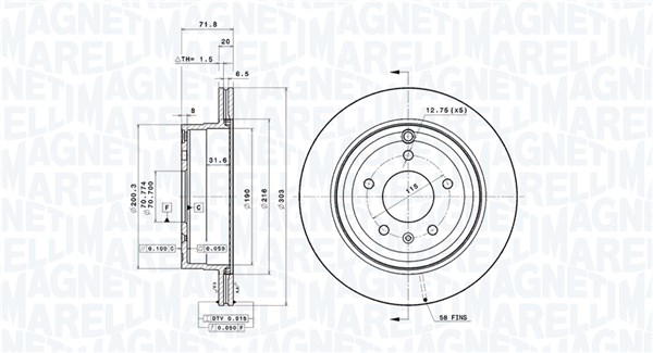 MAGNETI MARELLI Bremseskive 360406188900 303mm 20mm for OPEL CHEVROLET