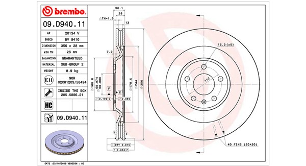 MAGNETI MARELLI Bremseskive 360406174301 ventileret 356mm 28mm for PORSCHE