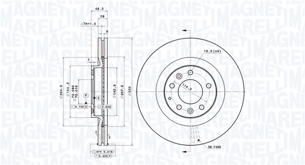 MAGNETI MARELLI Bremseskive 360406189601 ventileret 320mm 28mm for MAZDA