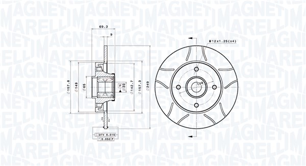 MAGNETI MARELLI Bremseskive 360406210405 249mm 9mm for DS OPEL CITROËN