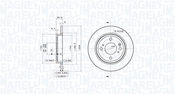 MAGNETI MARELLI Bremseskive 360406210601 fuld 239mm 9mm for HONDA