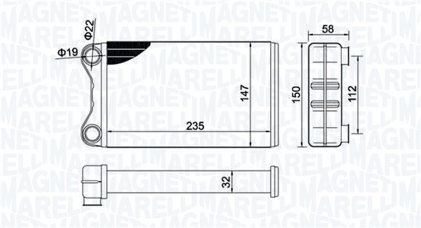 MAGNETI MARELLI Varmeelement, kabinevarme 350218424000 for VAG