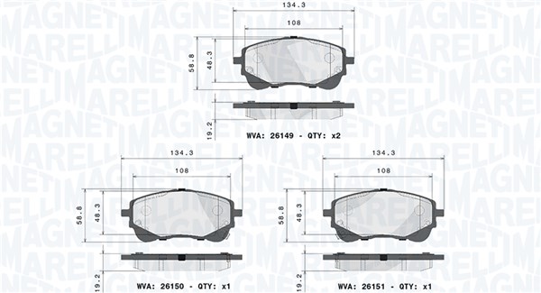 MAGNETI MARELLI Bremseklodser 363700483177 for SUZUKI TOYOTA