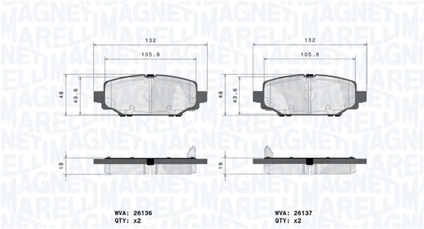 MAGNETI MARELLI Bremseklodser 363700437026 for JEEP