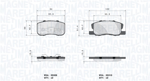 MAGNETI MARELLI Bremseklodser 363700454046 for MITSUBISHI