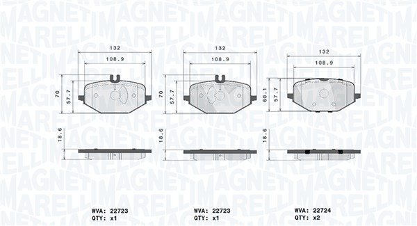 MAGNETI MARELLI Bremseklodser 363700450168 for MERCEDES-BENZ