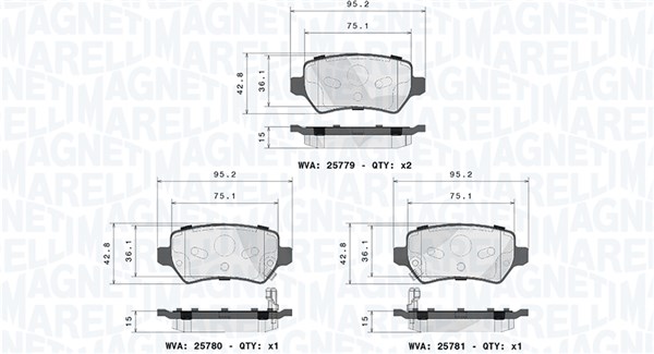 MAGNETI MARELLI Bremseklodser 363700430120 for KIA