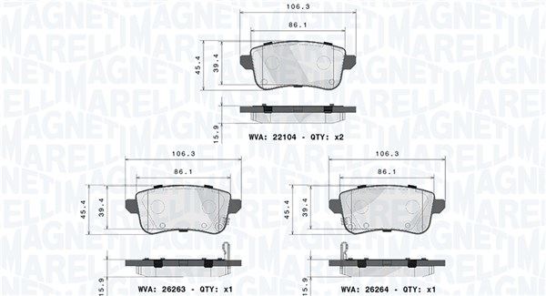 MAGNETI MARELLI Bremseklodser 363700468074 for RENAULT