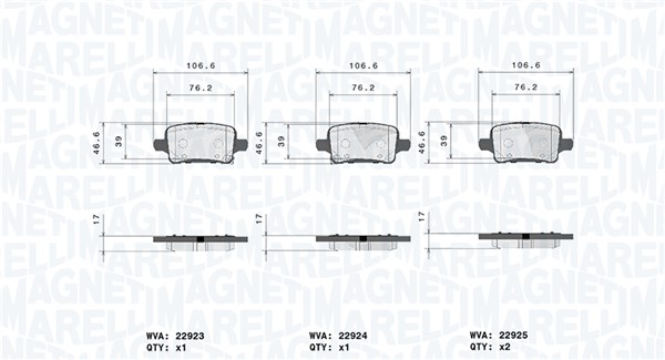 MAGNETI MARELLI Bremseklodser 363700459095 for VAUXHALL CHEVROLET (SGM) BUICK (SGM)