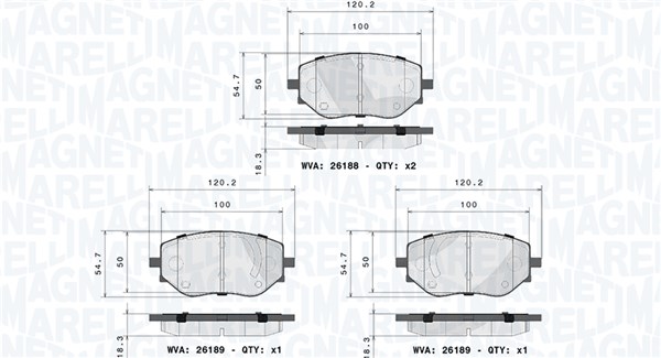 MAGNETI MARELLI Bremseklodser 363700468073 for RENAULT