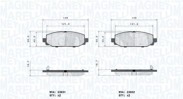 MAGNETI MARELLI Bremseklodser 363700437025 for JEEP