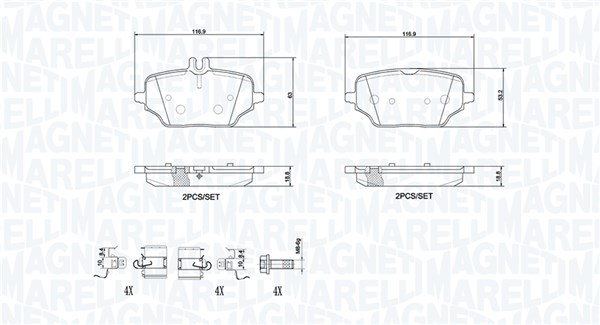 MAGNETI MARELLI Bremseklodser 363700450162 for MERCEDES-BENZ