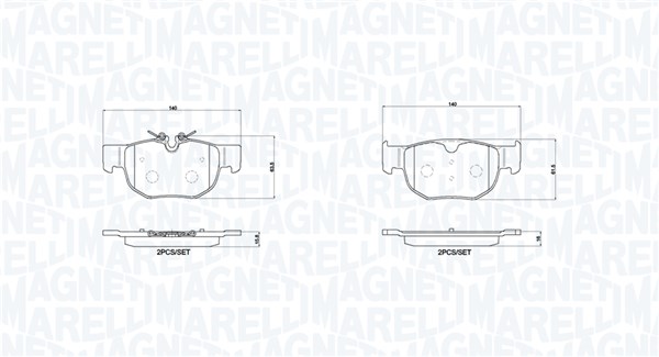 MAGNETI MARELLI Bremseklodser 363700436039 for JAGUAR LAND ROVER