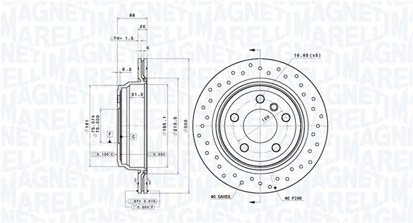 MAGNETI MARELLI Bremseskive 360406215102 perforeret 300mm 20mm for BMW