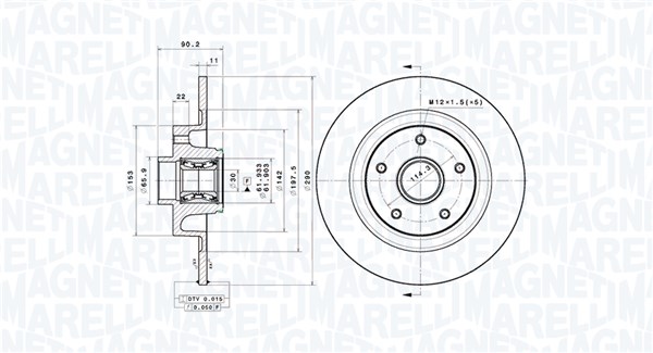 MAGNETI MARELLI Bremseskive 360406214000 fuld 290mm 11mm for RENAULT