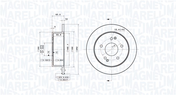 MAGNETI MARELLI Bremseskive 360406219401 fuld 262mm 10mm for SSANGYONG