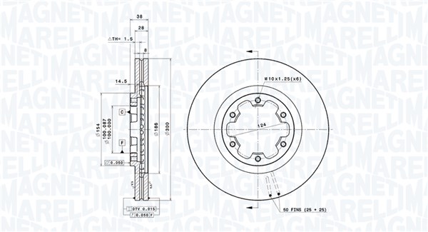 MAGNETI MARELLI Bremseskive 360406220900 300mm 28mm for NISSAN