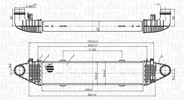 MAGNETI MARELLI Ladeluftkøler 351319206250 for MERCEDES-BENZ