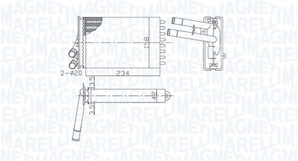 MAGNETI MARELLI Varmeelement, kabinevarme 350218462000 for VAG