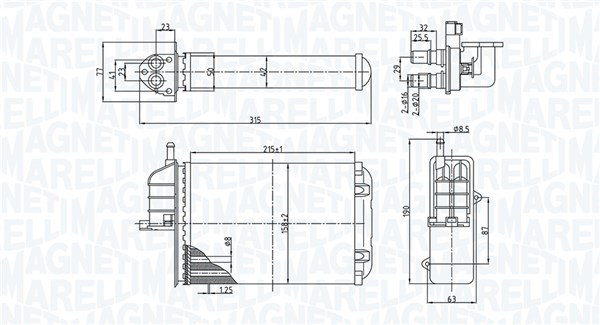 MAGNETI MARELLI Varmeelement, kabinevarme 350218520000 for ALFAROME/FIAT/LANCI
