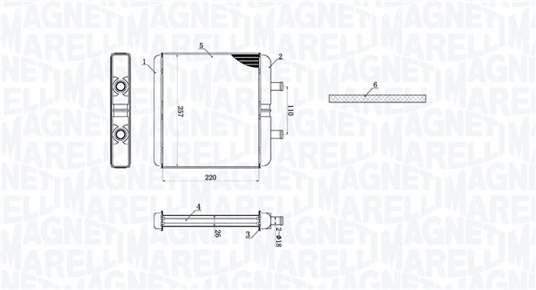 MAGNETI MARELLI Varmeelement, kabinevarme 350218521000 for IVECO