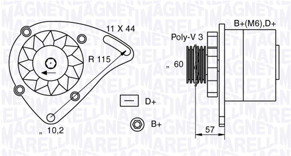 MAGNETI MARELLI Generator 063321173010 for FIAT