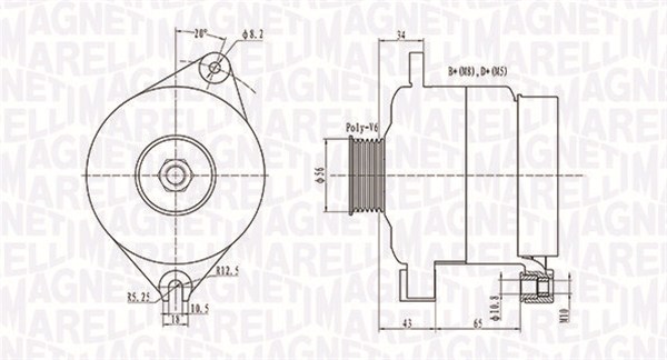 MAGNETI MARELLI Generator 063731086010 for CITROËN CITROËN/PEUGEOT MITSUBISHI PEUGEOT