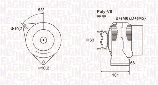 MAGNETI MARELLI Generator 063731152010 for MITSUBISHI PEUGEOT CITROËN/PEUGEOT