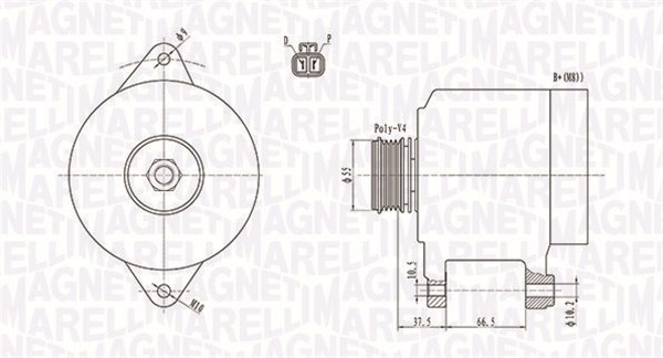 MAGNETI MARELLI Generator 063731283010 for MAZDA MITSUBISHI