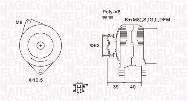 MAGNETI MARELLI Generator 063731964010 for TOYOTA CITROËN/PEUGEOT