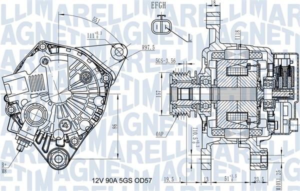 MAGNETI MARELLI Generator 063731938010 for HYUNDAI