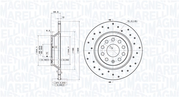 MAGNETI MARELLI Bremseskive 360406213602 fuld 300mm 12mm for VW VW (FAW) SKODA (SVW)