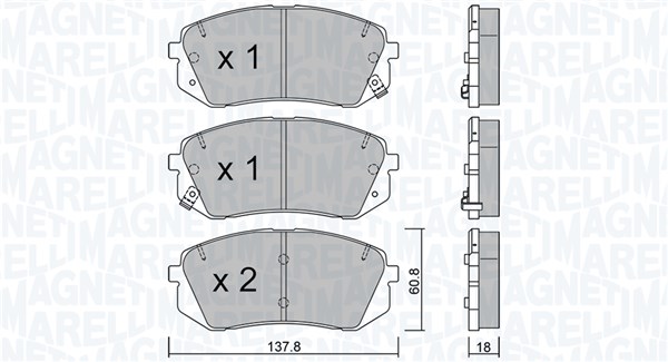 MAGNETI MARELLI Bremseklodser 363916060907 for KIA HYUNDAI