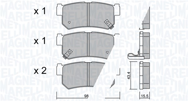MAGNETI MARELLI Bremseklodser 363916061448 for DAEWOO SSANGYONG