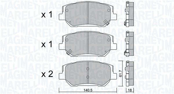MAGNETI MARELLI Bremseklodser 363916061461 for HYUNDAI