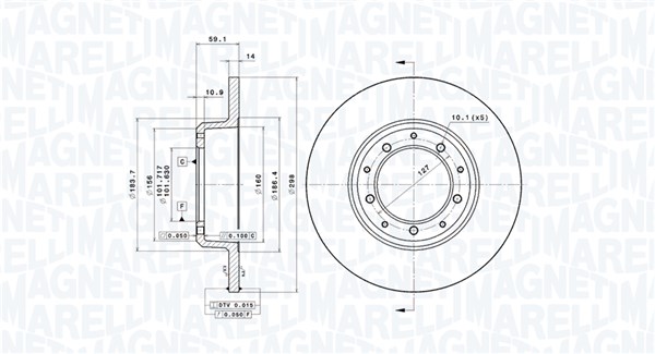 MAGNETI MARELLI Bremseskive 360406190000 298mm 14mm for LAND ROVER