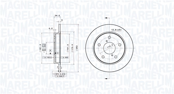 MAGNETI MARELLI Bremseskive 360406179401 fuld 252mm 9mm for SUZUKI