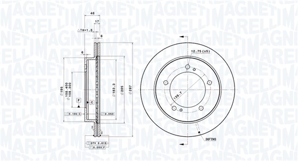 MAGNETI MARELLI Bremseskive 360406191100 287mm 17mm for SUZUKI