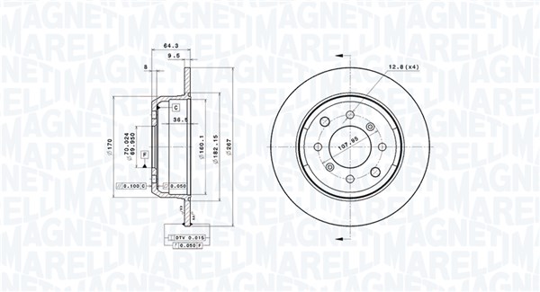 MAGNETI MARELLI Bremseskive 360406192000 267mm 9mm for ALFA ROMEO