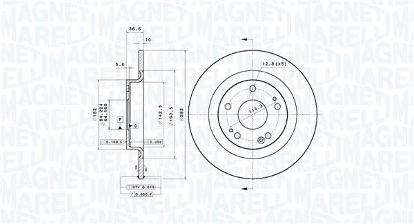 MAGNETI MARELLI Bremseskive 360406194001 fuld 282mm 10mm for HONDA