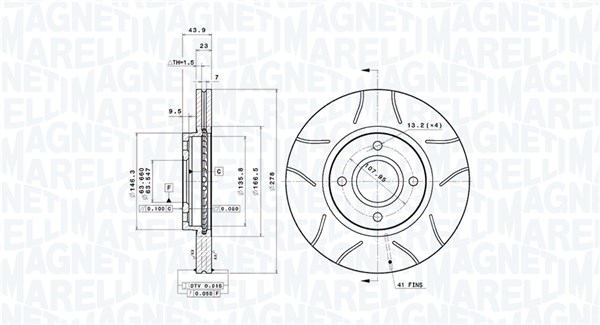 MAGNETI MARELLI Bremseskive 360406198005 ventileret 278mm 23mm for FORD FORD USA
