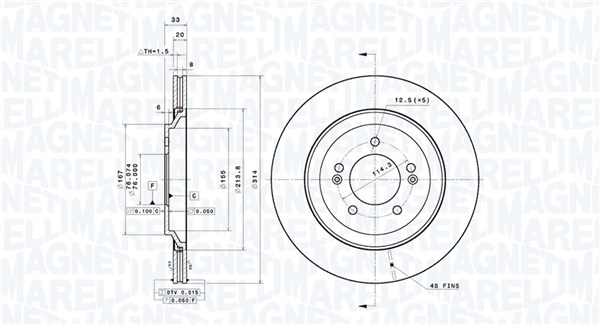 MAGNETI MARELLI Bremseskive 360406197201 ventileret 314mm 20mm for HYUNDAI