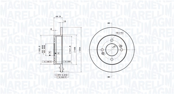 MAGNETI MARELLI Bremseskive 360406199701 fuld 234mm 10mm for HYUNDAI