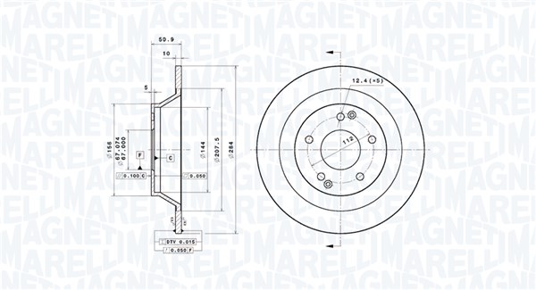 MAGNETI MARELLI Bremseskive 360406207201 perforeret 284mm 10mm for SSANGYONG